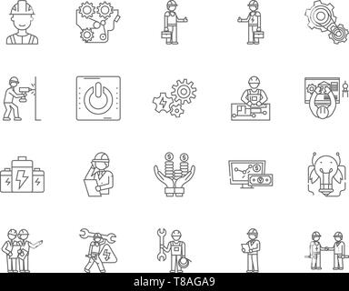 Appareil électrique ligne détaillants icônes, signes, vector set, contours concept illustration Illustration de Vecteur