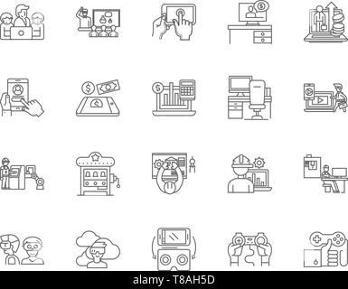 Équité en matière d'icônes de ligne d'investissement, de signes, de vector set, contours concept illustration Illustration de Vecteur