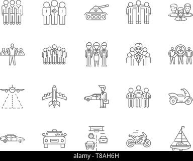 Petites annonces pour adultes in line icônes, signes, vector set, contours concept illustration Illustration de Vecteur