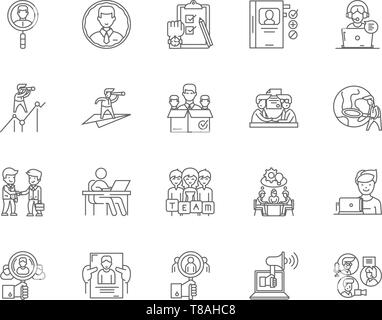 Icônes de ligne recruteur exécutif, signes, vector set, contours concept illustration Illustration de Vecteur
