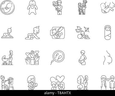 Icônes de ligne de planification familiale, signes, vector set, contours concept illustration Illustration de Vecteur