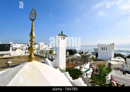 Maroc, région Tanger Tétouan, Tanger, Kasbah, Medina, vieille ville et la baie Banque D'Images