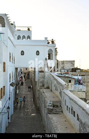 Maroc, Tanger Tétouan région, rue étroite sur la vieille ville (medina) Banque D'Images