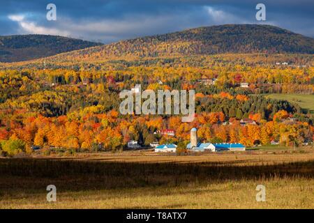 Canada, Province de Québec, région de Charlevoix, Baie-Saint-Paul, un hillside farm dans les couleurs de l'Été Indien Banque D'Images