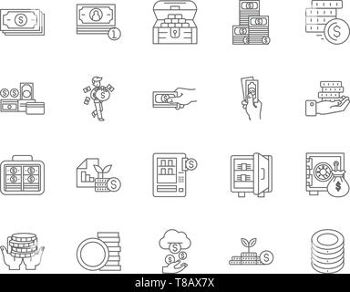 Ligne fonds icônes, signes, vector set, contours concept illustration Illustration de Vecteur