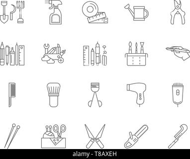 Outillage, signes, icônes de ligne vector set, contours concept illustration Illustration de Vecteur