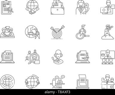Icônes de ligne de Headhunter, signes, vector set, contours concept illustration Illustration de Vecteur