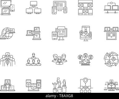 Les icônes de la ligne hiérarchique, signes, vector set, contours concept illustration Illustration de Vecteur