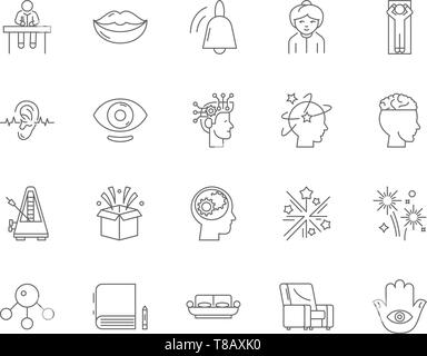 Icônes de ligne hypnothérapie, signes, vector set, contours concept illustration Illustration de Vecteur