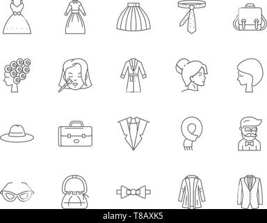 Consultante en image line icônes, signes, vector set, contours concept illustration Illustration de Vecteur