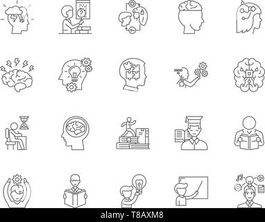 Système de renseignement des icônes de ligne, signes, vector set, contours concept illustration Illustration de Vecteur