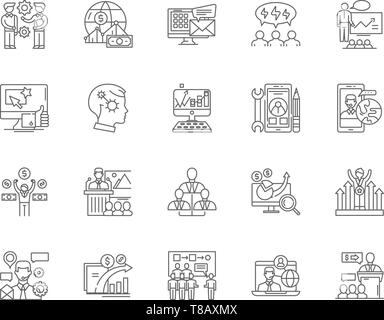 It consultant line icônes, signes, vector set, contours concept illustration Illustration de Vecteur
