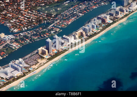 Littoral de Miami vu de haute altitude Banque D'Images