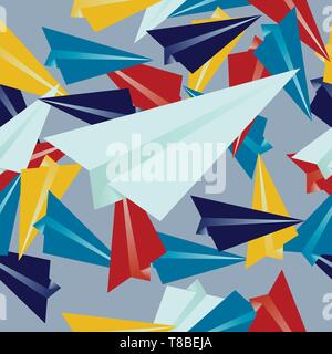 Avion en papier Motif répétitif : Les couleurs vives Illustration de Vecteur