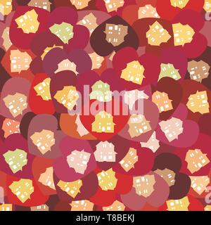 Maisons et coeurs Motif répétitif Illustration de Vecteur