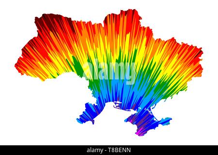 Ukraine - carte est conçu rainbow résumé motif coloré, l'Ukraine carte de color explosion, Illustration de Vecteur