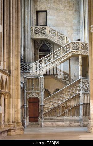 France, Seine Maritime, Rouen, Cathédrale Notre-Dame, connu sous le nom d'escalier des libraires (libraires), typique du style gothique Banque D'Images