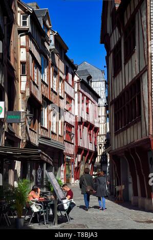 France, Seine Maritime, Rouen, maisons à pans de bois rue de la Vicomté Banque D'Images