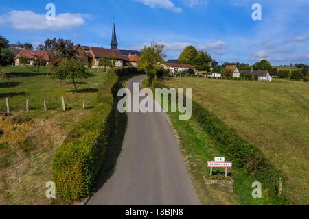 La France, l'Orne, Pays d'Auge, le village de camembert (vue aérienne) Banque D'Images
