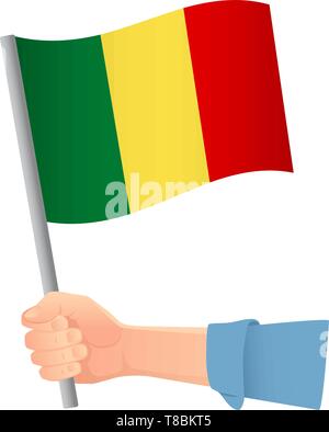 Mali drapeau dans la main. Contexte patriotique. Drapeau national du Mali vector illustration Illustration de Vecteur
