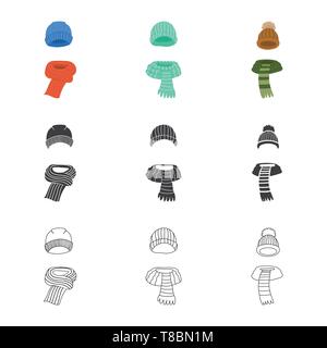 Chapeau,Bonnet bleu,vert,foulard,ski,laine,orange,cap,pompom,vêtements,tricot,head,ornement fourrure,fille,tenue,vêtements,texture,tissu,météo,coiffure,mode,froid,hiver,shopping,chaud,,set,icône,,illustration,collection,isolé,design,graphisme,élément,signe, vecteurs vecteur , Illustration de Vecteur