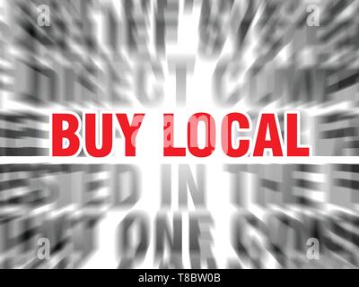 Texte estompé avec l'accent sur l'achat local Illustration de Vecteur