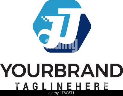 Les juges lettre logo design hexagonal modèle concept vector Illustration de Vecteur