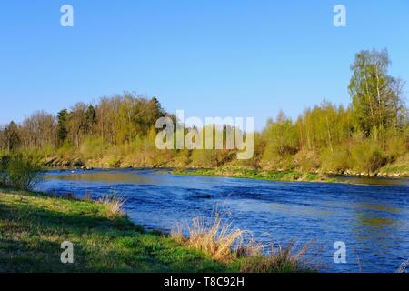 Près de la rivière Wertach Inningen, près d'Augsbourg en Souabe, Bavière, Allemagne Banque D'Images