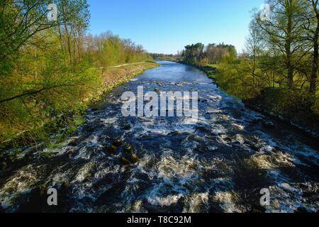 Paysage rivière Wertach, près de Inningen, près d'Augsbourg en Souabe, Bavière, Allemagne Banque D'Images