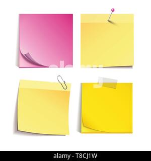 Rose et jaune stick note isolé sur fond blanc, vector illustration Illustration de Vecteur