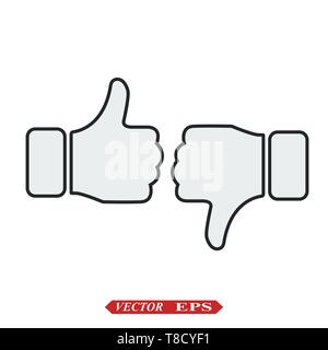 L'icône comme vecteur. Thumbs up. l'icône icône des médias sociaux. Aimez et n'aimez pas l'icône. Pouces vers le haut et vers le bas. Illustration de Vecteur