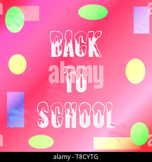 Retour à l'école modèle rose avec texte fondu de couleur blanche. Banque D'Images