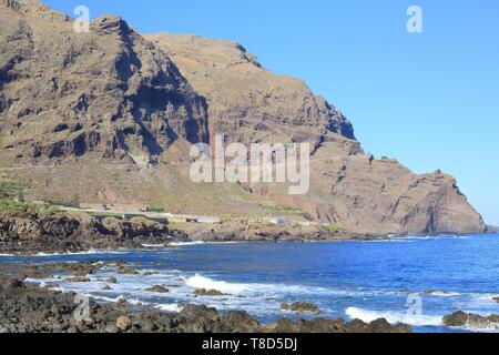 L'Espagne, Iles Canaries, Tenerife, province de Santa Cruz de Tenerife, Buenavista del Norte, Plage de Las Arenas Banque D'Images