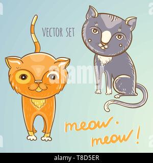 Cartoon vector illustration of cute cats ou des chatons. Illustration de Vecteur