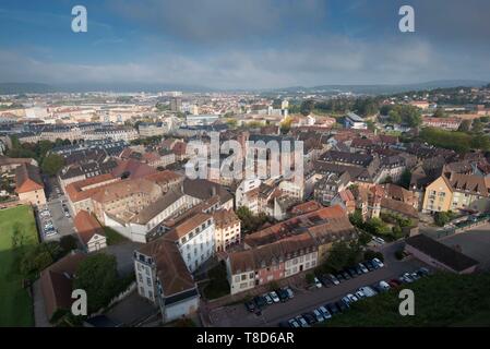 La France, Territoire de Belfort, Belfort, citadelle Vauban sommaire sur la ville depuis la passerelle panoramique Banque D'Images