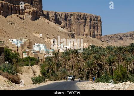 Au Yémen, le Gouvernorat de l'Hadramaout, Wadi Do'an, Village Banque D'Images