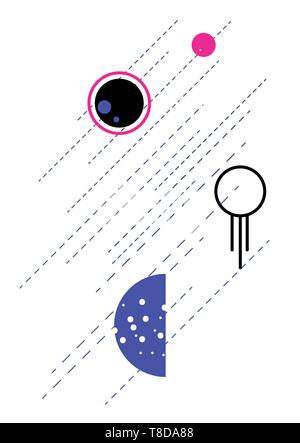 L'espace et les planètes télévision abstraite géométrique style affiches mur Astrologie imprimer vector illustration. Illustration de Vecteur