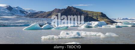 L'Islande, Région du Sud, glacier Fjallsarlon Banque D'Images