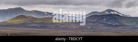 L'Islande, Région du Sud, la Réserve Naturelle de Fjallabak, paysage volcanique Banque D'Images