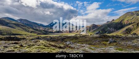 L'Islande, Région du Sud, la Réserve Naturelle de Fjallabak, paysage Landmanalaugar Banque D'Images