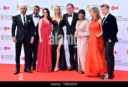 Bonjour la Grande-Bretagne (gauche-droite) Alex Beresford, Sean Fletcher, Laura Tobin, Charlotte Hawkins, Piers Morgan, Ranvir Singh, Kate Garraway, Ben Shephard participant à la BAFTA TV awards Virgin Media, s'est tenue au Royal Festival Hall de Londres. Banque D'Images