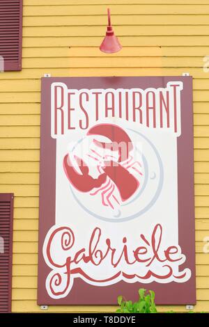 Canada, Nouveau-Brunswick, Acadie, comté de Westmorland, à Shediac (auto-proclamée capitale mondiale du homard), Gabriele Restaurant, Restaurant Logo avec homard Banque D'Images
