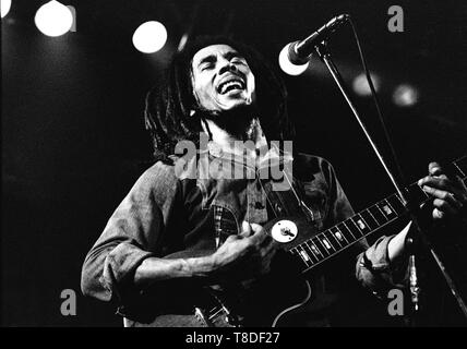 Bob Marley, La Haye (Pays-Bas), Voorburg 1976 Den Haag, Pays-Bas - 1976, (Photo Gijsbert Hanekroot) *** légende locale *** Bob Marley et les Wailers Banque D'Images