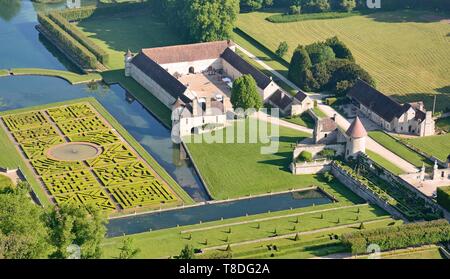 France, Val d'Oise, Parc Naturel Régional du Vexin Francais (parc naturel régional du Vexin Francais), Chaussy, Villarceaux estate (vue aérienne) Banque D'Images