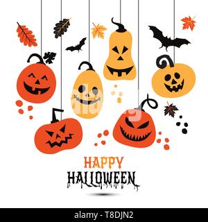 Arrière-plan de couleurs gaies Halloween pumpkins. Vector illustration. Illustration de Vecteur