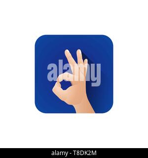Les doigts croisés symbolique vecteur main palm mâle ok concept geste signer l'affiche l'icône illustration lumière isolé sur fond bleu Illustration de Vecteur