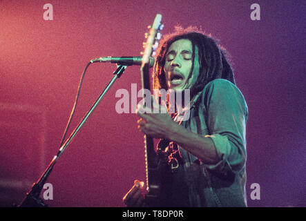 Bob Marley, La Haye (Pays-Bas), Voorburg 1976 Den Haag, Pays-Bas - 1976, (Photo Gijsbert Hanekroot) *** légende locale *** Bob Marley et les Wailers Banque D'Images