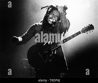 La Haye, Pays-Bas - 1976, Bob Marley et les Wailers (Photo Gijsbert Hanekroot) *** légende locale *** Bob Marley, Bob Marley et les Wailers Banque D'Images