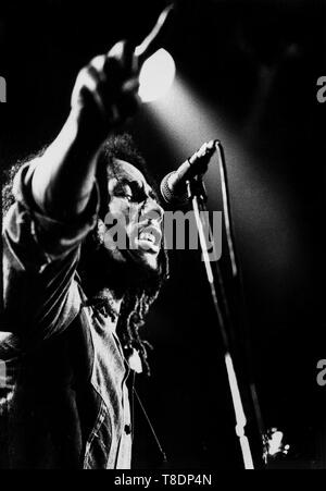 La Haye, Pays-Bas - 1976, Bob Marley et les Wailers (Photo Gijsbert Hanekroot) *** légende locale *** Bob Marley, Bob Marley et les Wailers Banque D'Images