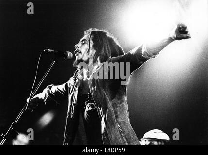 La Haye, Pays-Bas - 1976, Bob Marley et les Wailers (Photo Gijsbert Hanekroot) *** légende locale *** Bob Marley, Bob Marley et les Wailers Banque D'Images